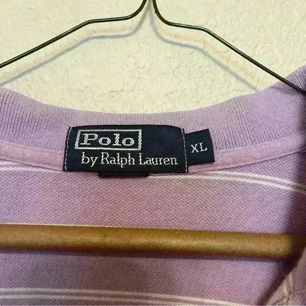 Ralph Lauren Polo Lavender and White Stripe Short Sleeve Men's Size XL